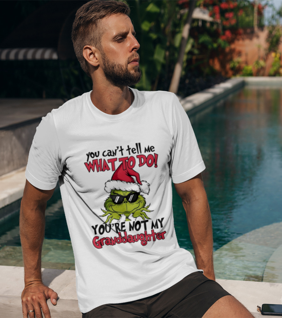 You Can't Tell Me What To Do You're Not My Granddaughter Grinch Santa Hat T-Shirt