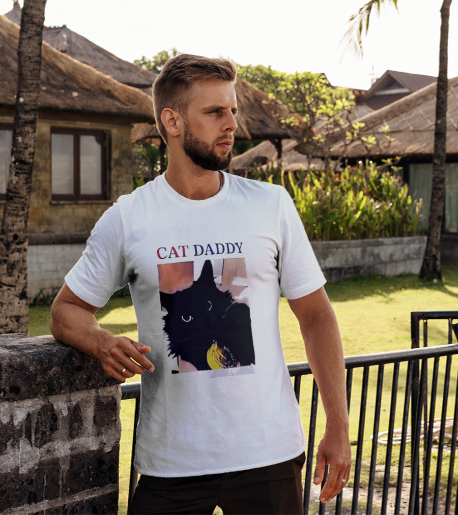 Cat Daddy Black Cat Image With Yellow Banana Accessory T-Shirt
