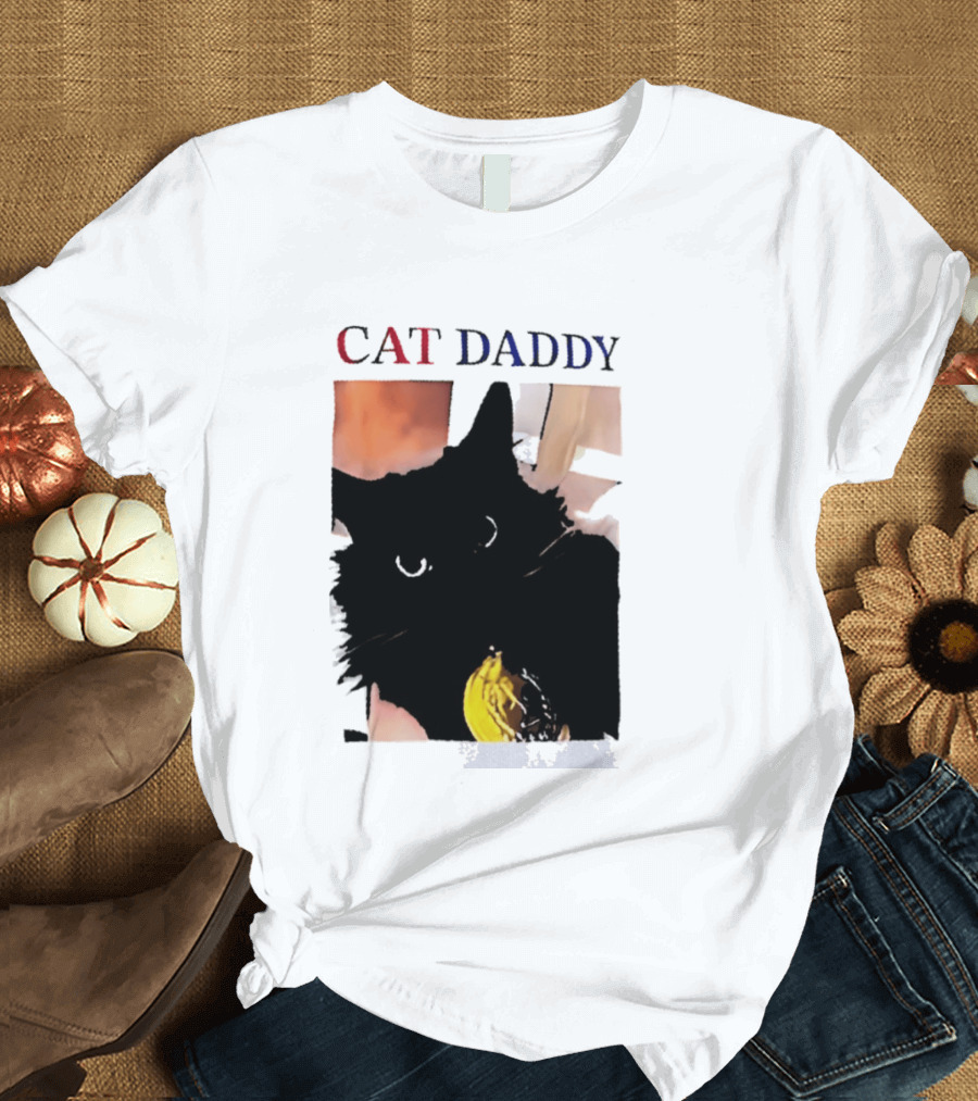 Cat Daddy Black Cat Image With Yellow Banana Accessory T-Shirt