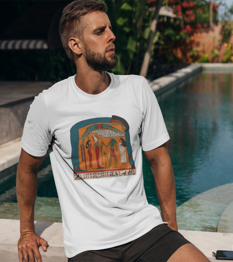 Panel Of Tabakenkhonsu Egyptian Hieroglyphs And Deities T-Shirt