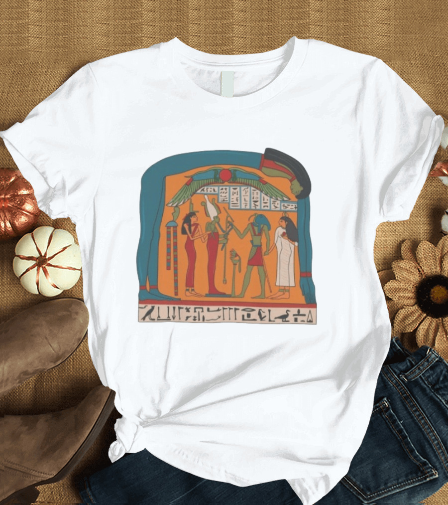 Panel Of Tabakenkhonsu Egyptian Hieroglyphs And Deities T-Shirt