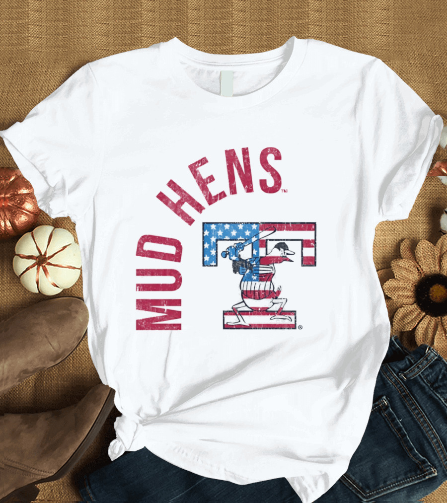 Toledo Mud Hens Patriotic Baseball Logo Red White Blue T-Shirt