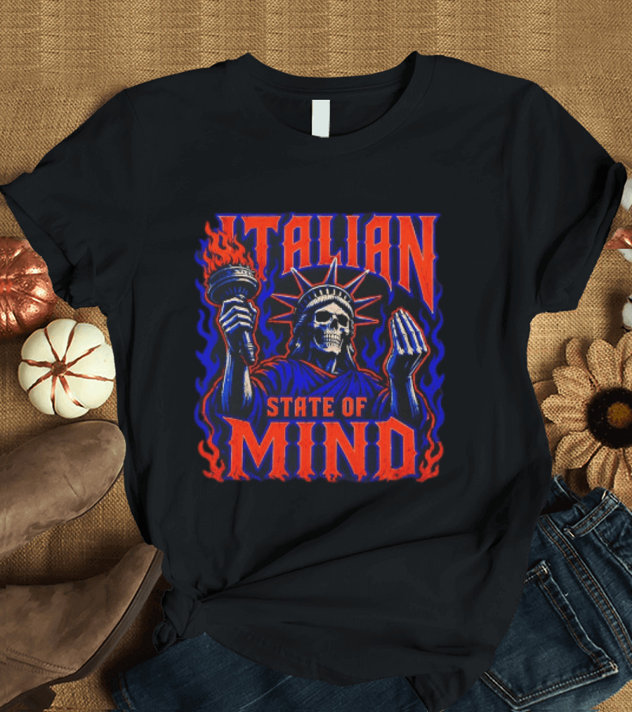 Italian State Of Mind Skeleton Statue Of Liberty New York Knicks T-Shirt