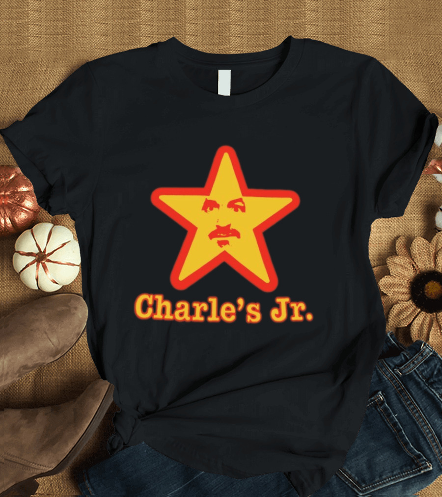 Charle's Jr Star Retro Iconic Face In Yellow Star T-Shirt
