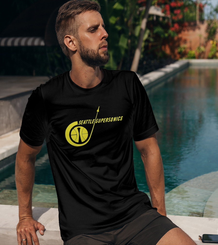 Seattle SuperSonics Basketball Space Needle Icon Yellow T-Shirt