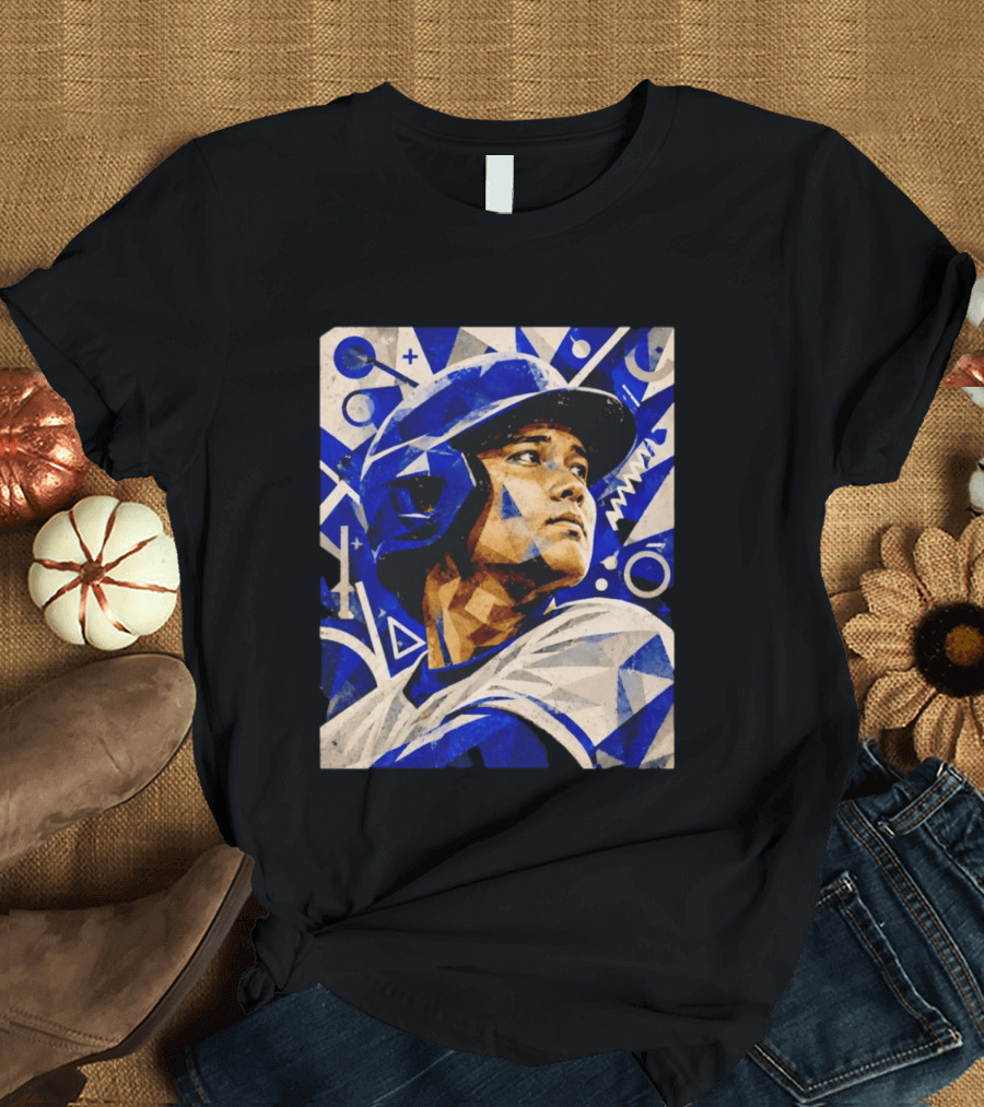Shohei Ohtani Los Angeles Dodgers Geometric Blue Abstract Baseball T-Shirt