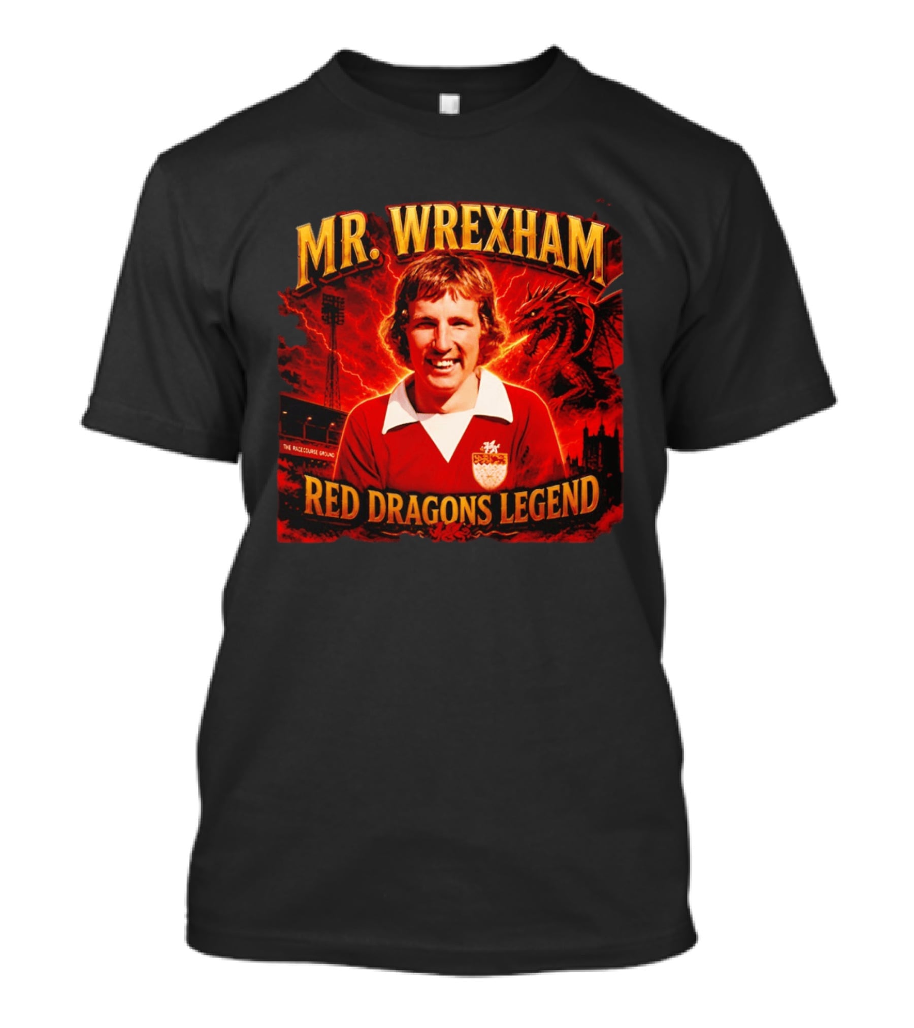 Mr Wrexham Red Dragons Legend The Racecourse Ground Welsh Football T-Shirt
