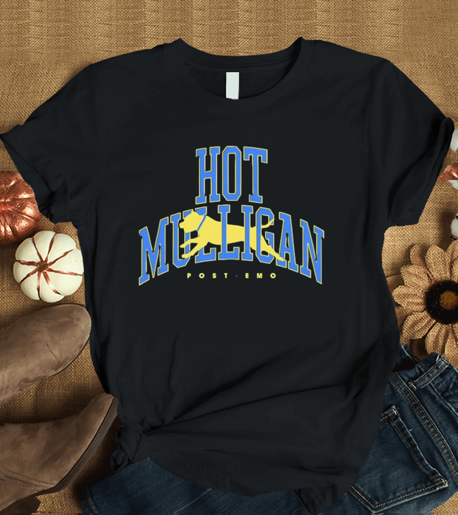 Hot Mulligan Post Emo Dog Graphic With Yellow Canine T-Shirt