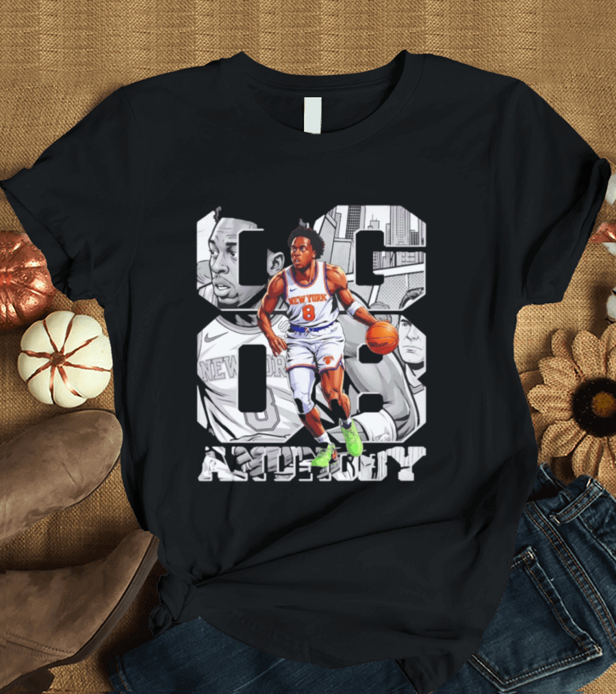 New York Anunoby 08 Basketball Comic Knicks T-Shirt