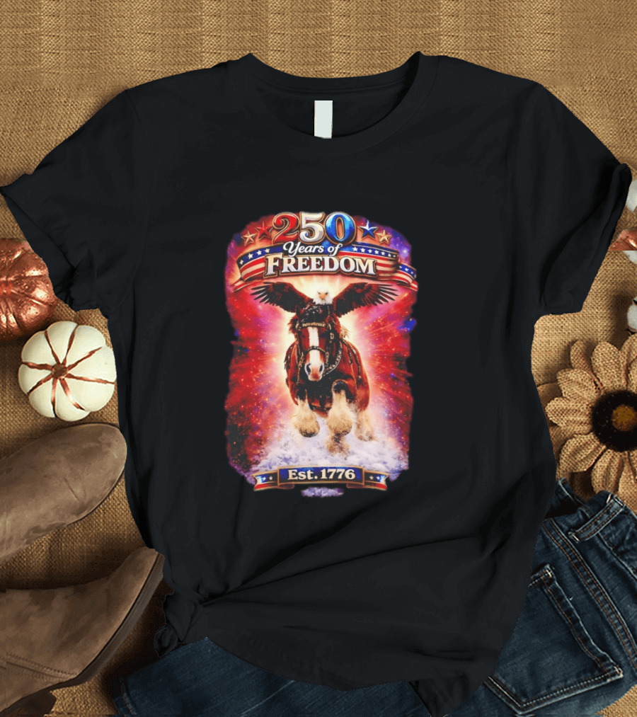 Budweiser 250 Years Of Freedom Eagle Horse Est. 1776 American Patriotic T-Shirt