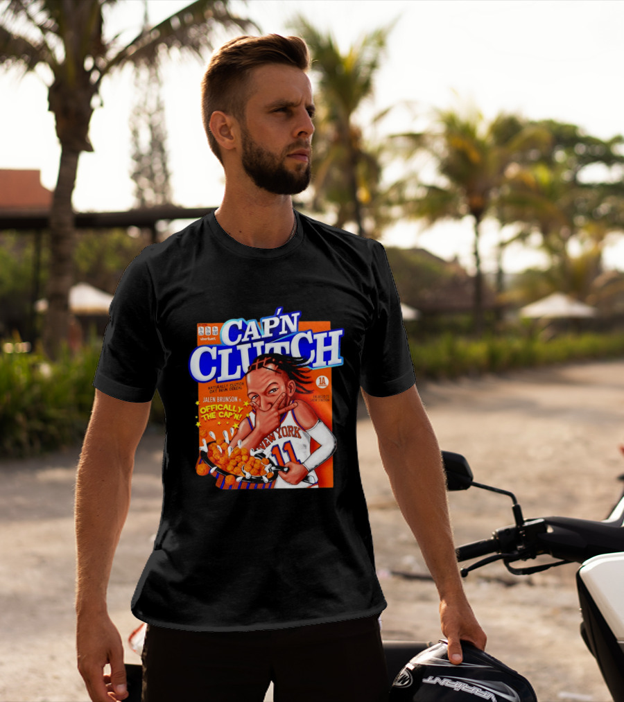 Cap'n Clutch Jalen Brunson New York Offically The Cap'n Cereal Box Comic T-Shirt