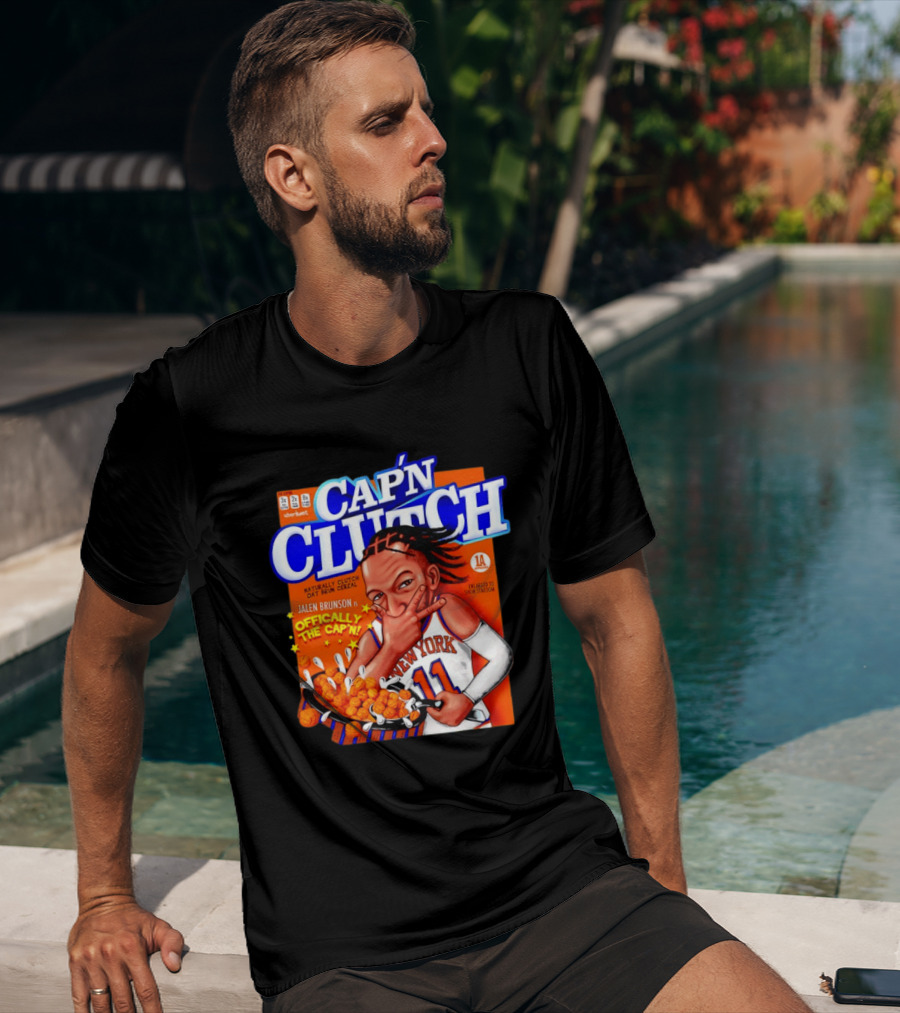Cap'n Clutch Jalen Brunson New York Offically The Cap'n Cereal Box Comic T-Shirt