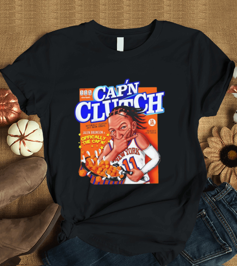 Cap'n Clutch Jalen Brunson New York Offically The Cap'n Cereal Box Comic T-Shirt