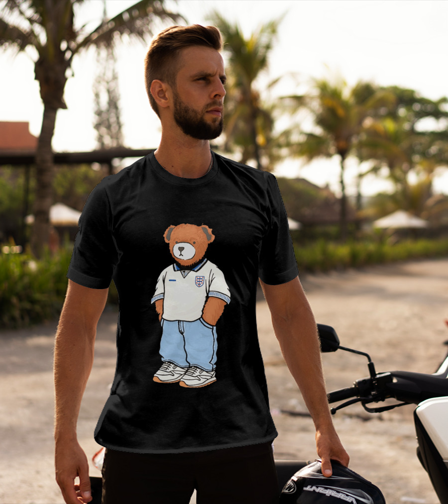 Three Lions England '90 Pickles Teddy Bear Retro Soccer Fan T-Shirt