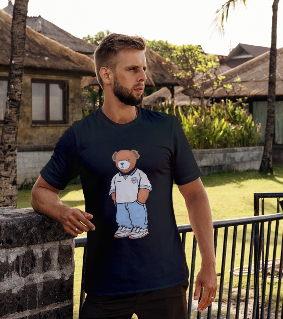 Three Lions England '90 Pickles Teddy Bear Retro Soccer Fan T-Shirt