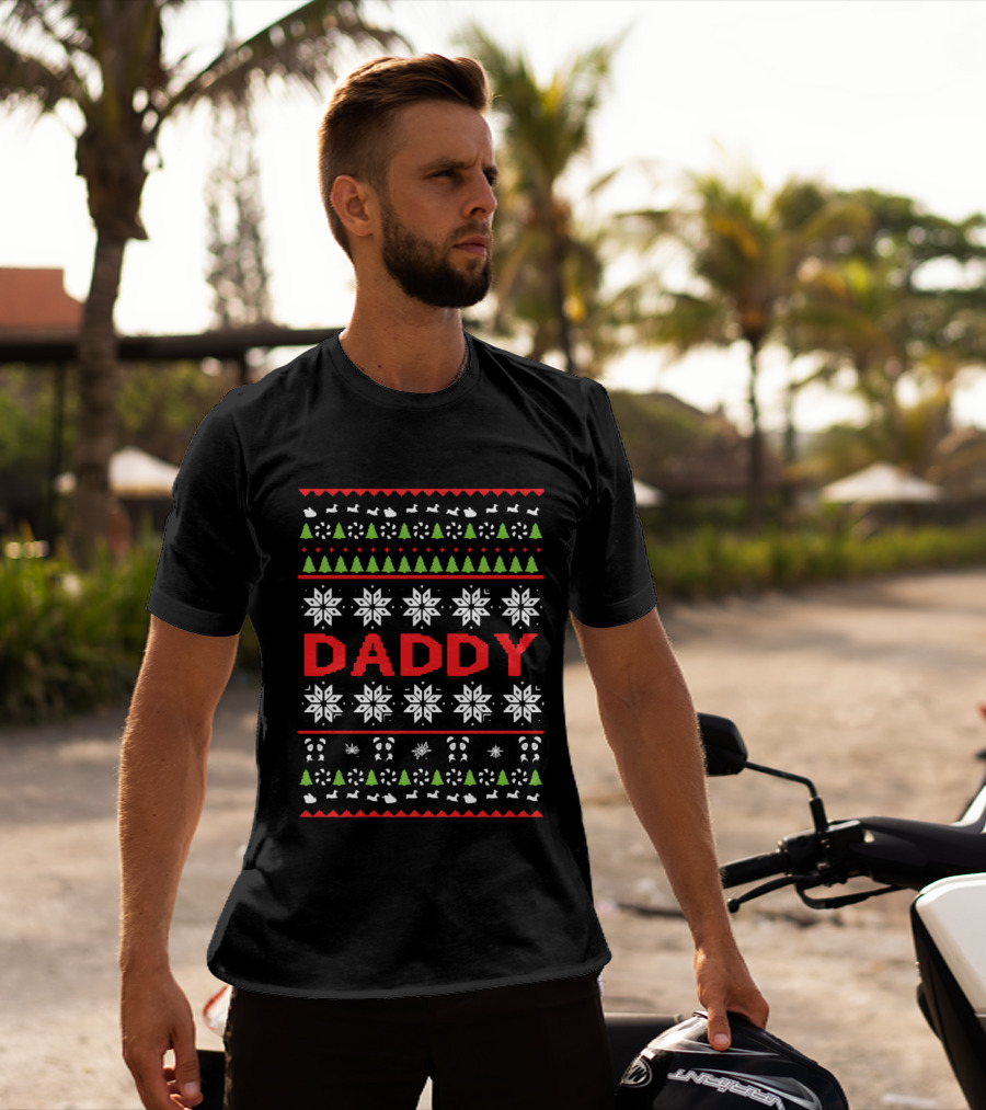 Daddy Ugly Christmas Snowflakes And Trees T-Shirt