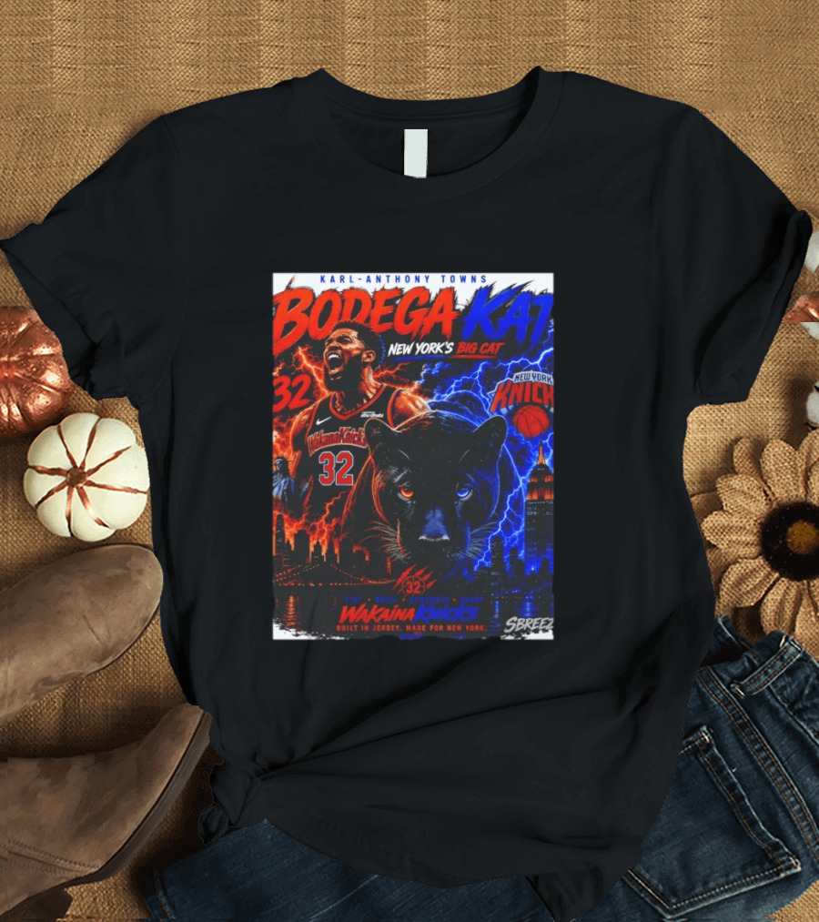 Bodega KAT Karl Anthony Towns Wakaina Knicks 2026 New York's Big Cat 32 T-Shirt