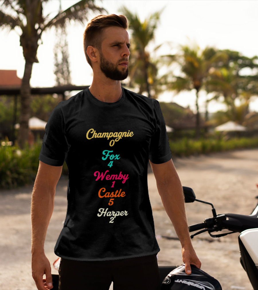 San Antonio Spurs Basketball Champagnie 0 Fox 4 Wemby 1 Castle 5 Harper 2 T-Shirt