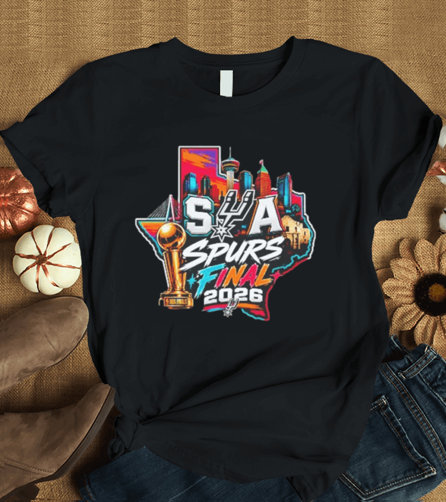 San Antonio Spurs 2026 Final Trophy Texas Skyline SA Spurs T-Shirt
