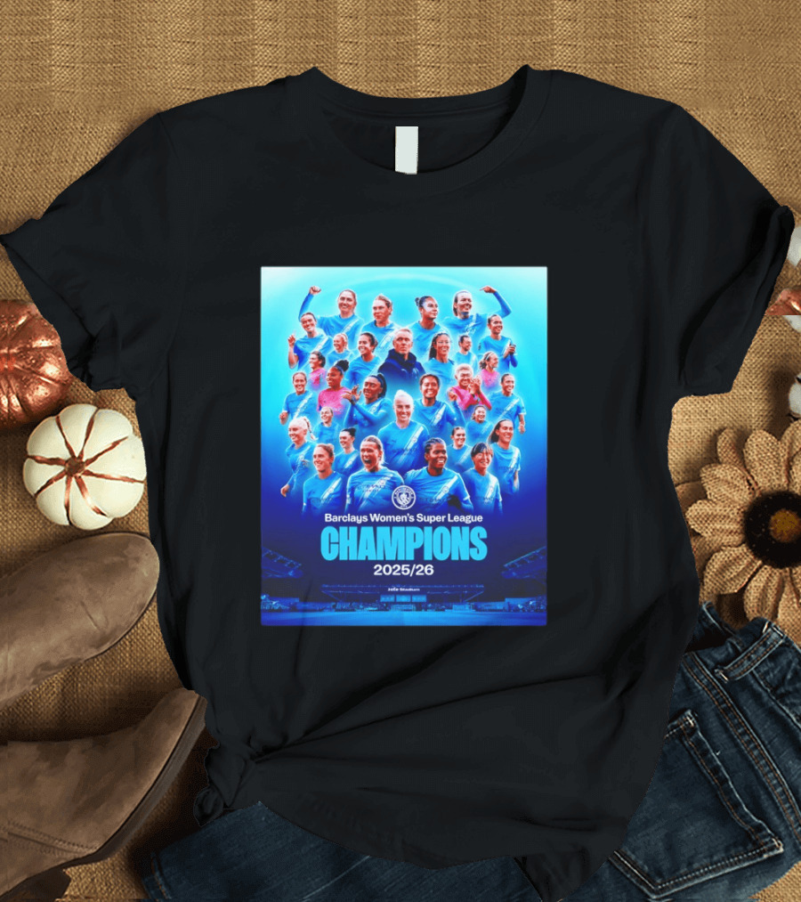 Barclays Women's Super League Champions 2025 2026 Manchester City FC T-Shirt