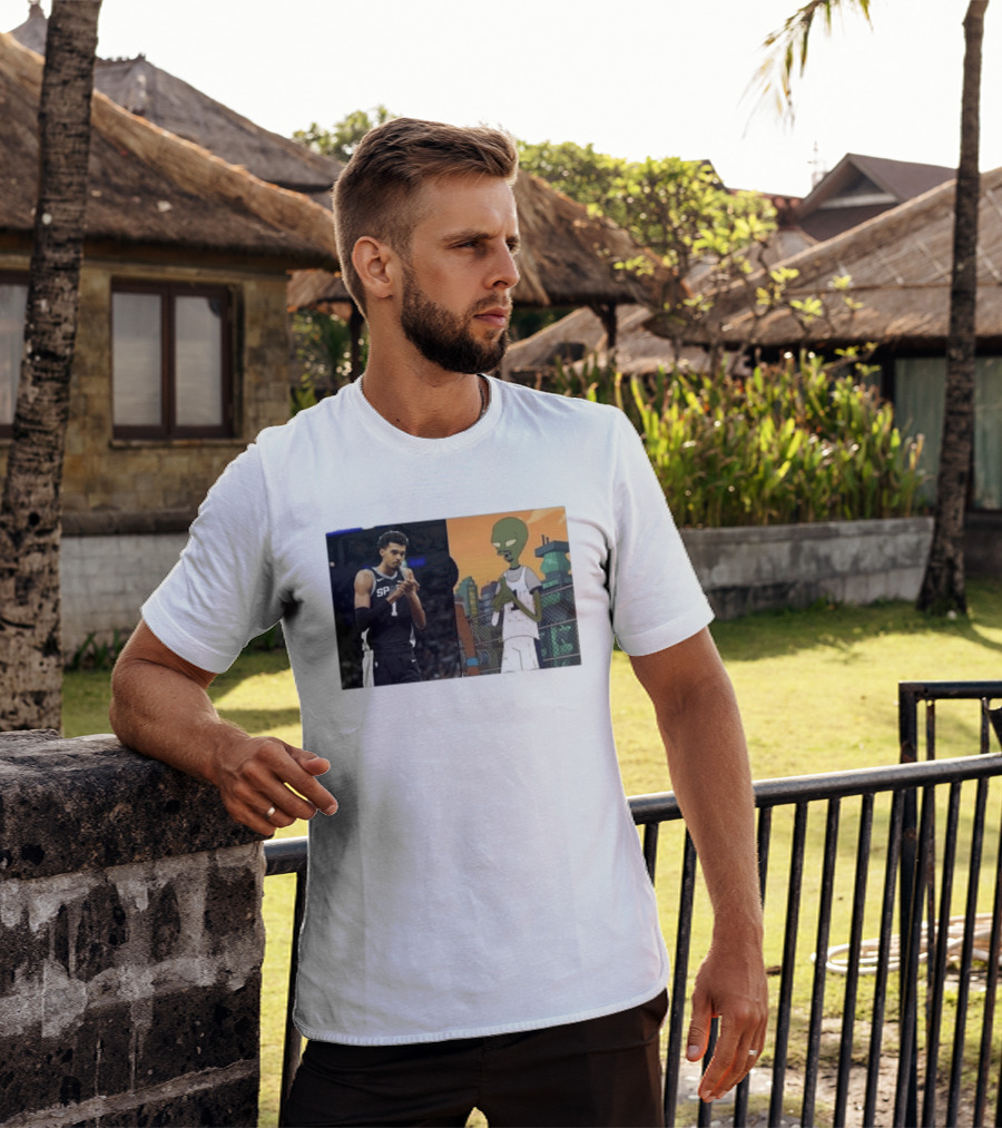 2026 Victor Wembanyama Spurs Alien Meme Basketball Fans T-Shirt