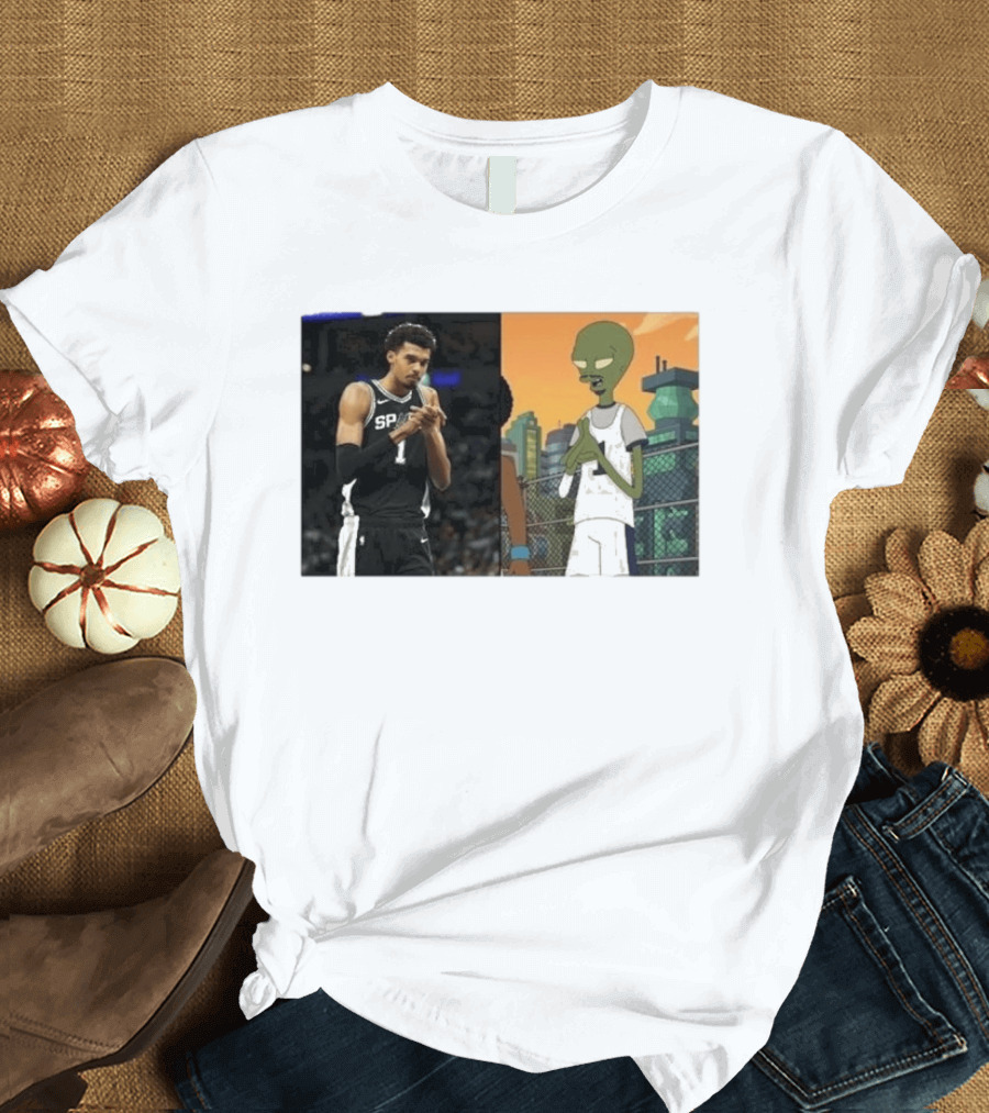 2026 Victor Wembanyama Spurs Alien Meme Basketball Fans T-Shirt