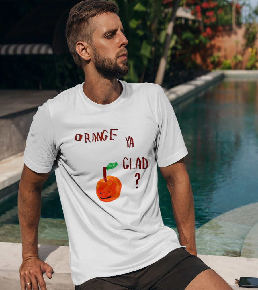 Orange Ya Glad Fruit Pun Food Punny Paint Playful Orange T-Shirt