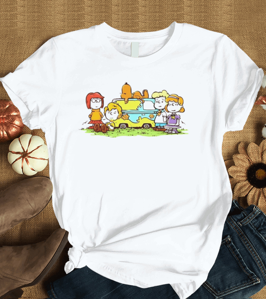 Scooby Doo Snoopy Crossover With Mystery Machine And Peanuts Characters T-Shirt