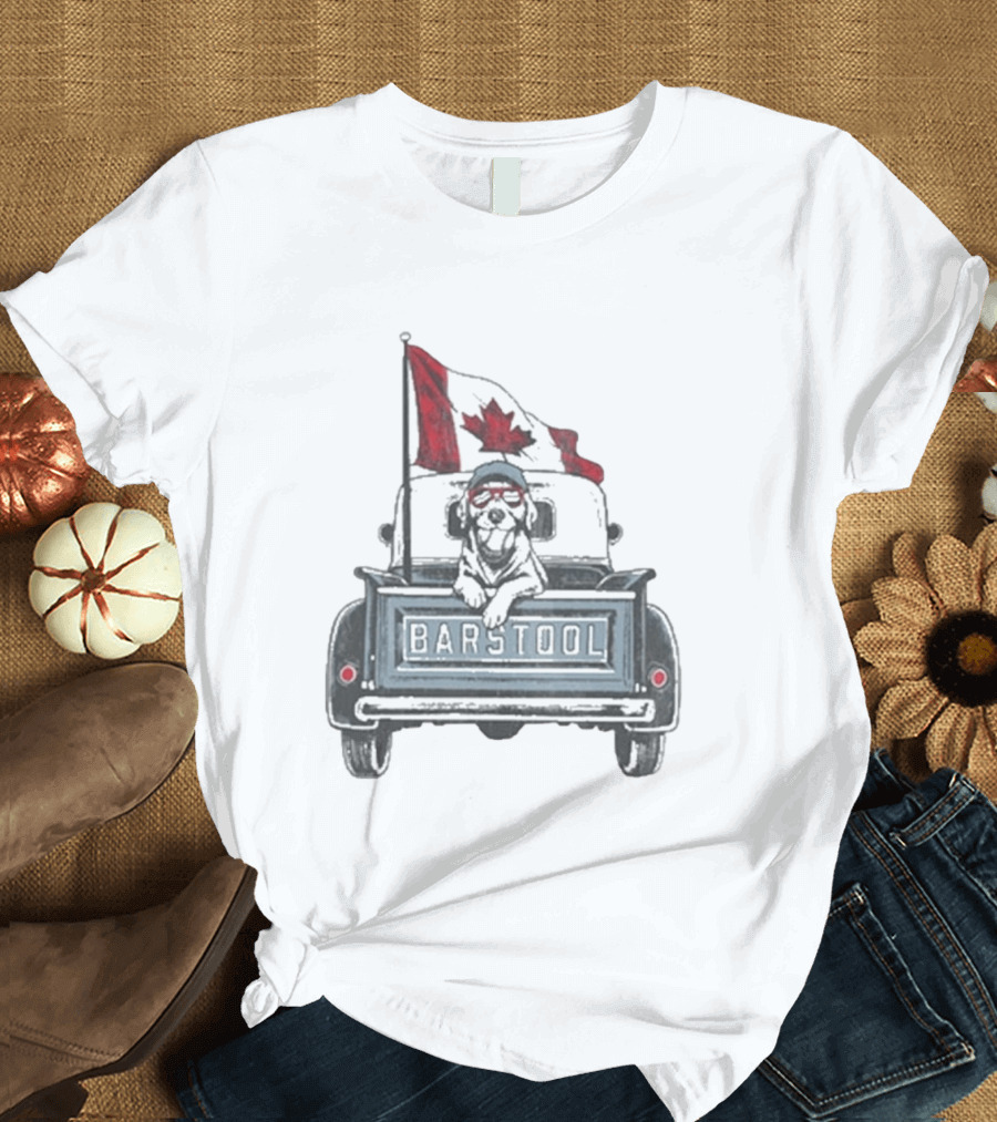 Barstool Truck Life Canadian Flag Dog T-Shirt