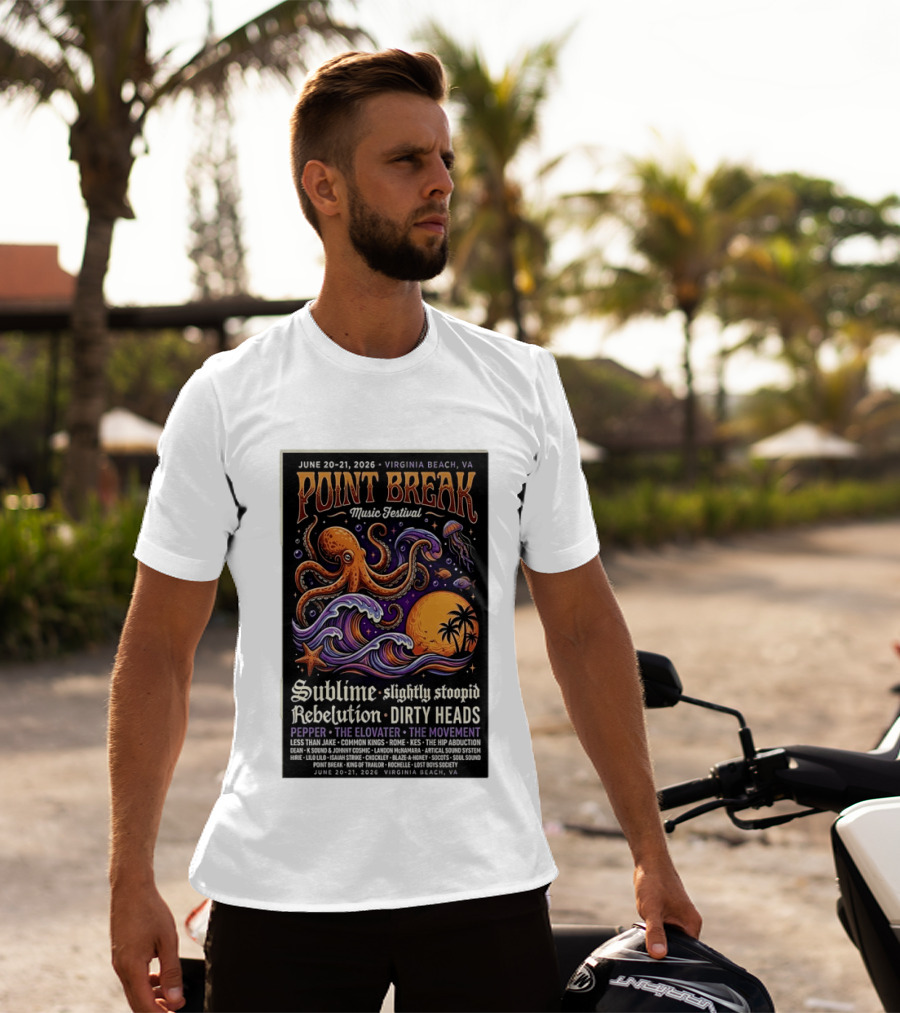 Point Break Music Festival 2026 Virginia Beach Sublime Slightly Stoopid Rebelution Dirty Heads Pepper T-Shirt