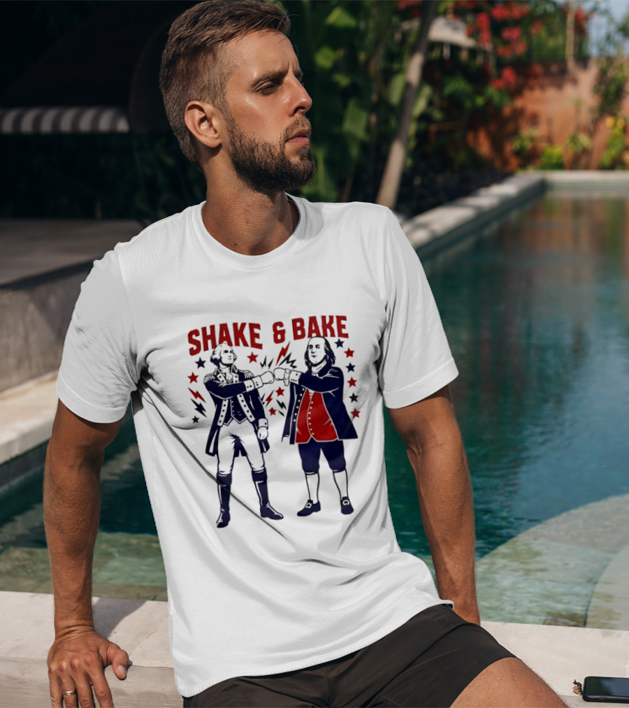 George Washington Benjamin Franklin Shake And Bake Patriotic Founding Fathers 4th Of July T-Shirt