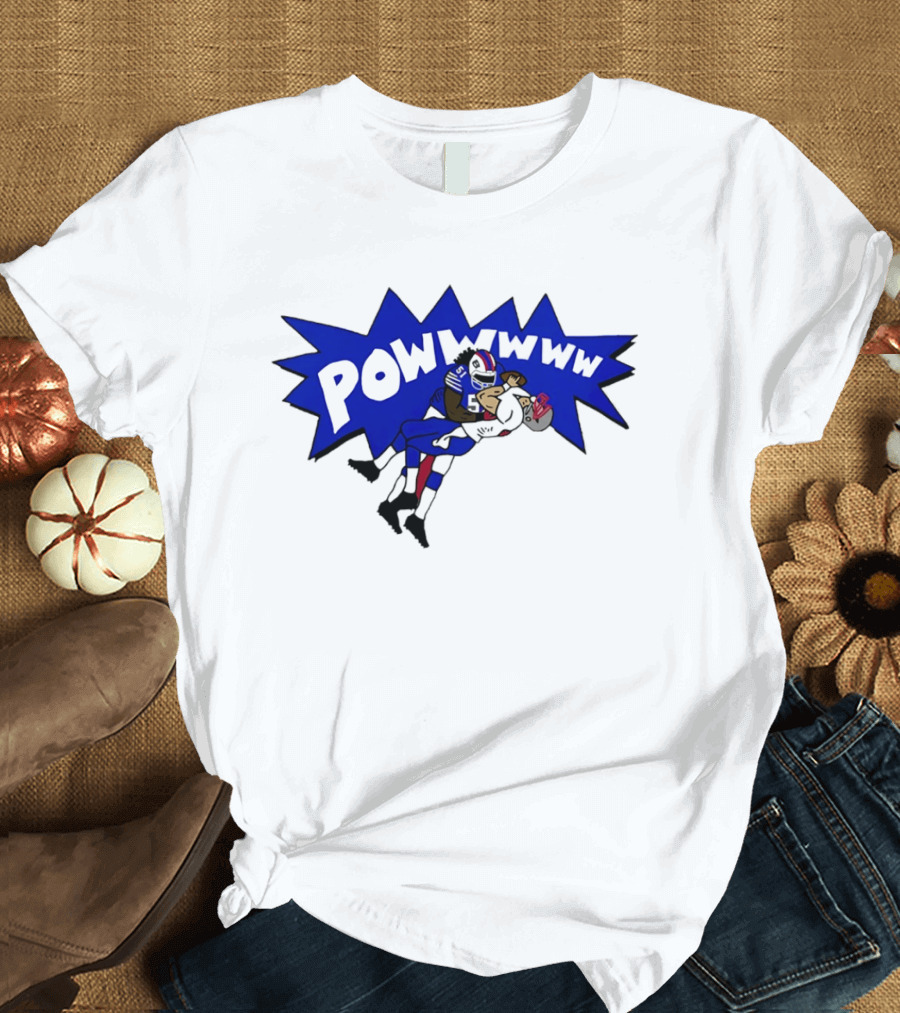POWWWWW Buffalo Bills Football Tackle Action T-Shirt