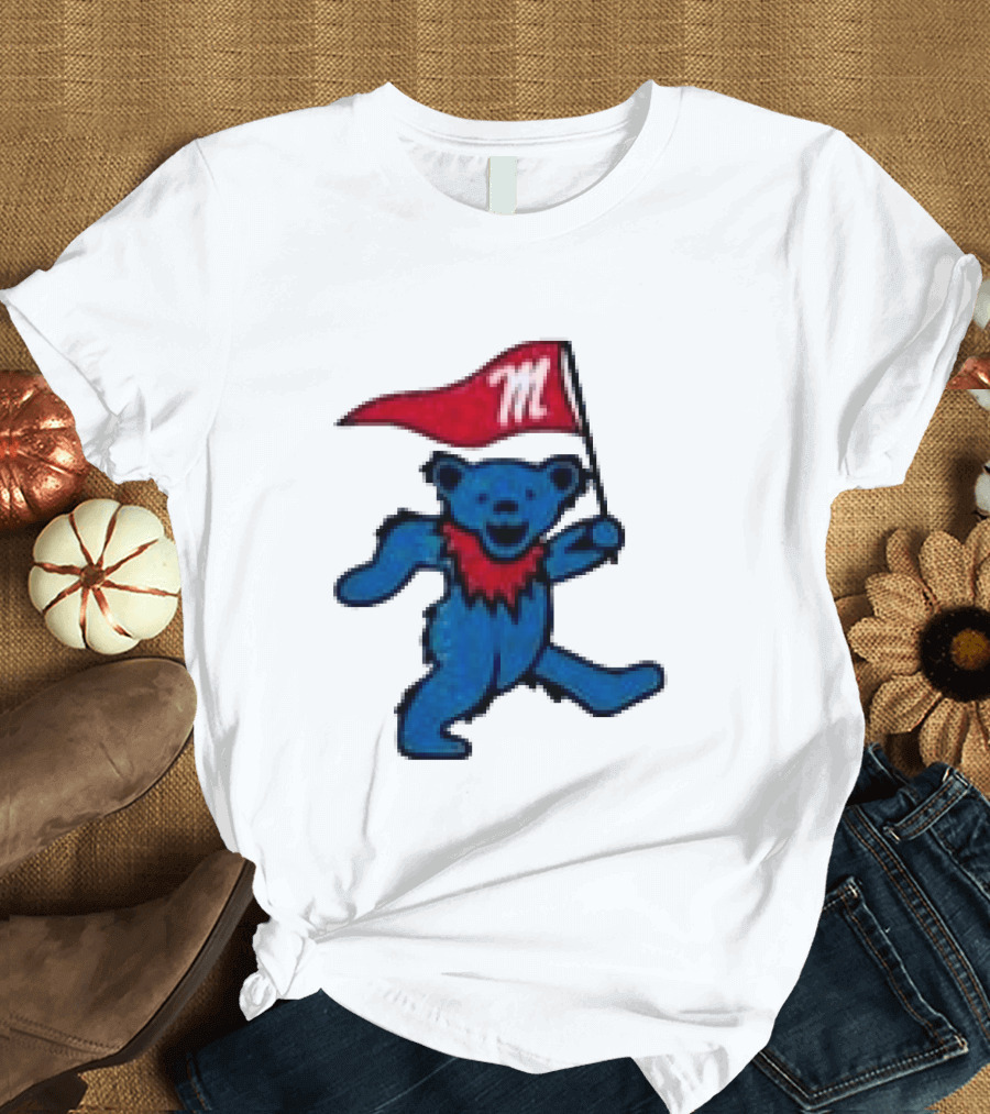 Grateful Dead Ole Miss Rebels Bears M Flag T-Shirt