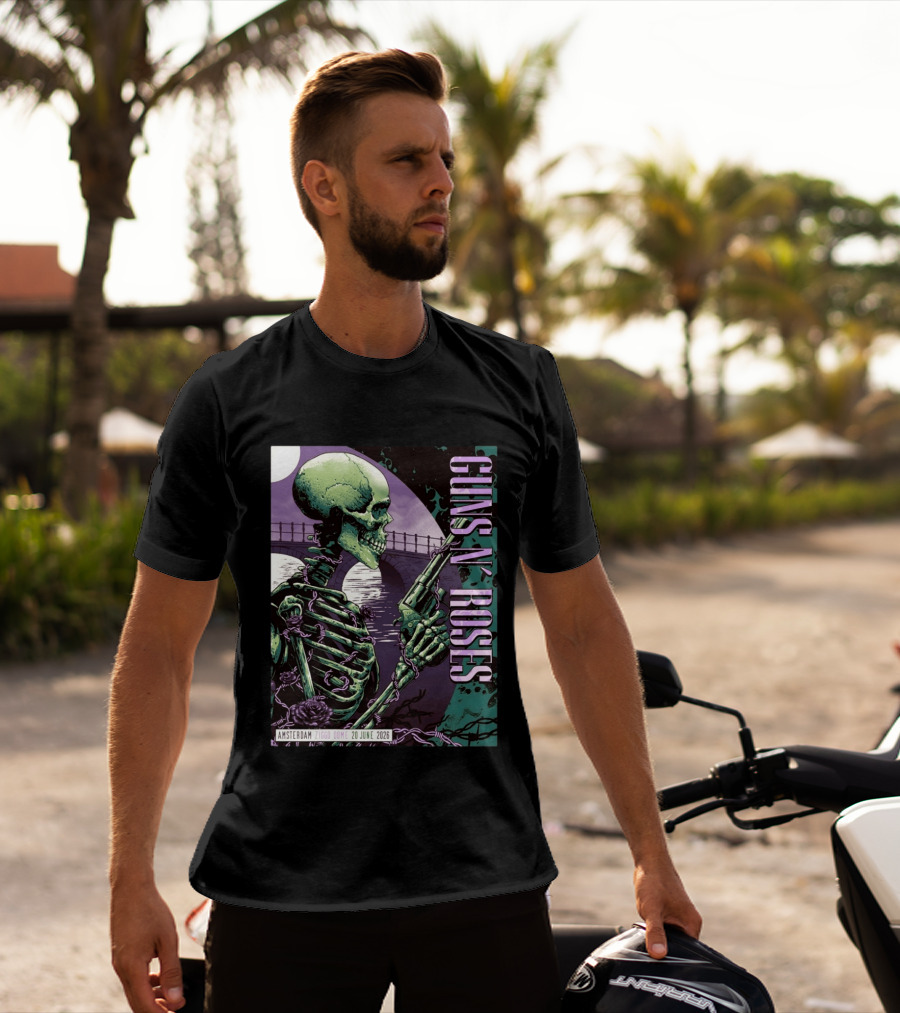Guns N Roses Amsterdam Ziggo Dome 20 June 2026 Skeleton Bridge T-Shirt