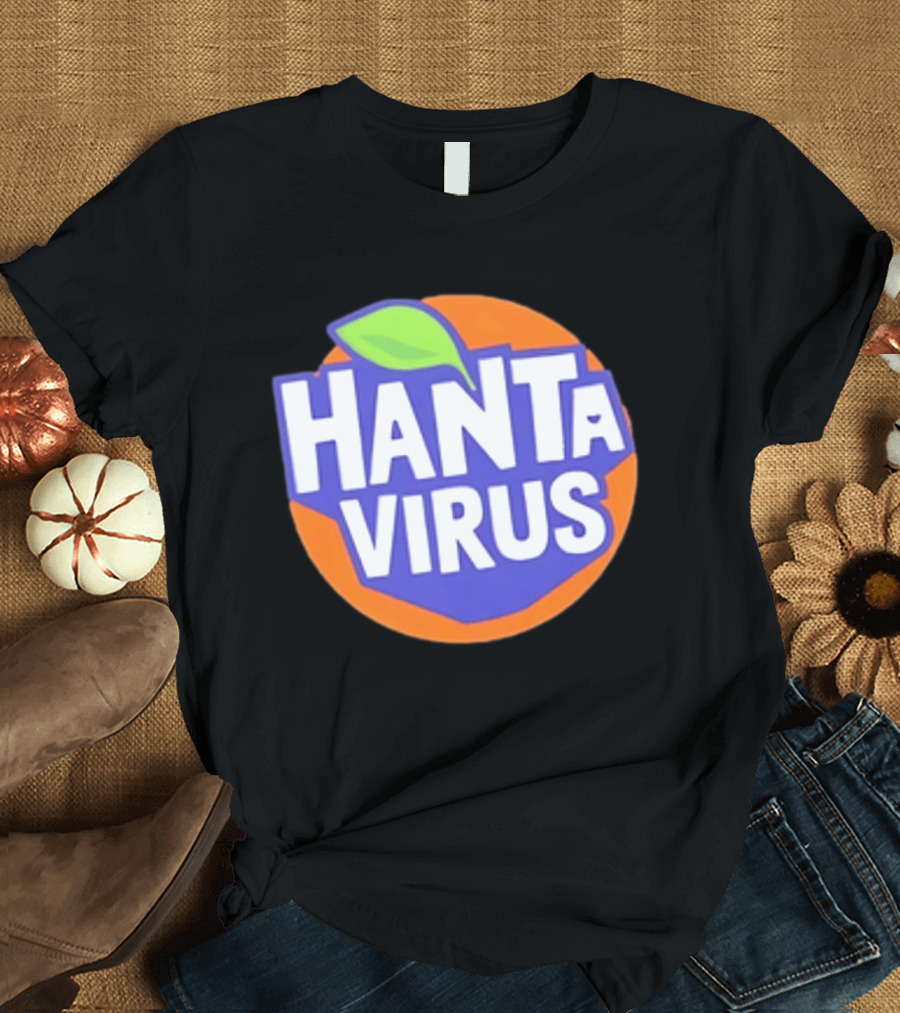 Hanta Virus Fanta Orange Circle With Green Leaf T-Shirt