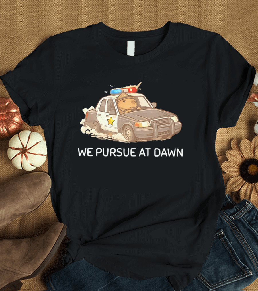 Capybara Police Car We Pursue At Dawn T-Shirt