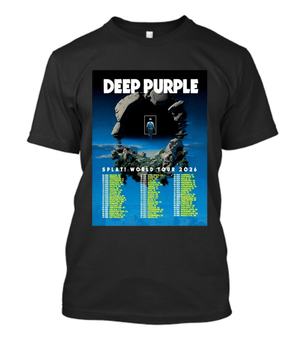 Deep Purple Splat World Tour 2026 Schedule And Dates Raleigh To Mexico City T-Shirt