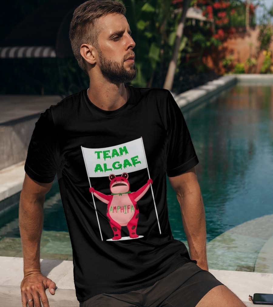 Team Algae Amphifa Frog Holding Banner T-Shirt