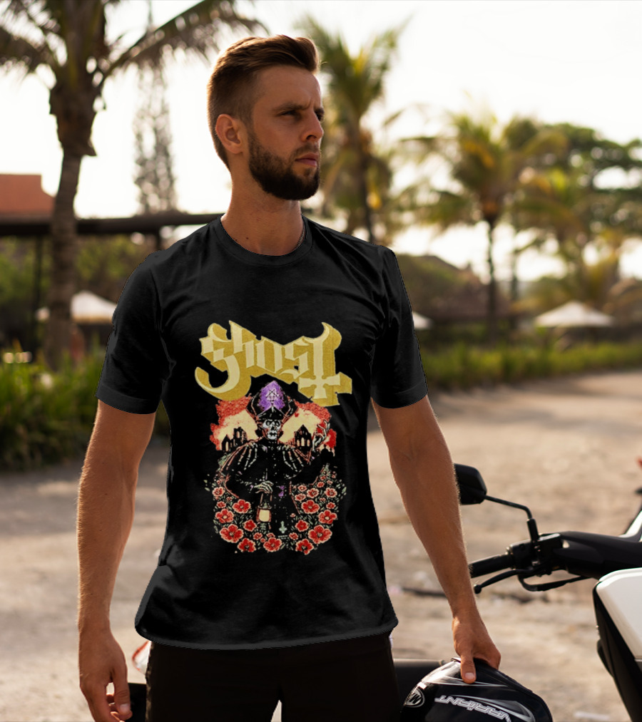 Ghost Band Summer 2026 Exclusive Peace Field Skeleton Priest And Floral T-Shirt
