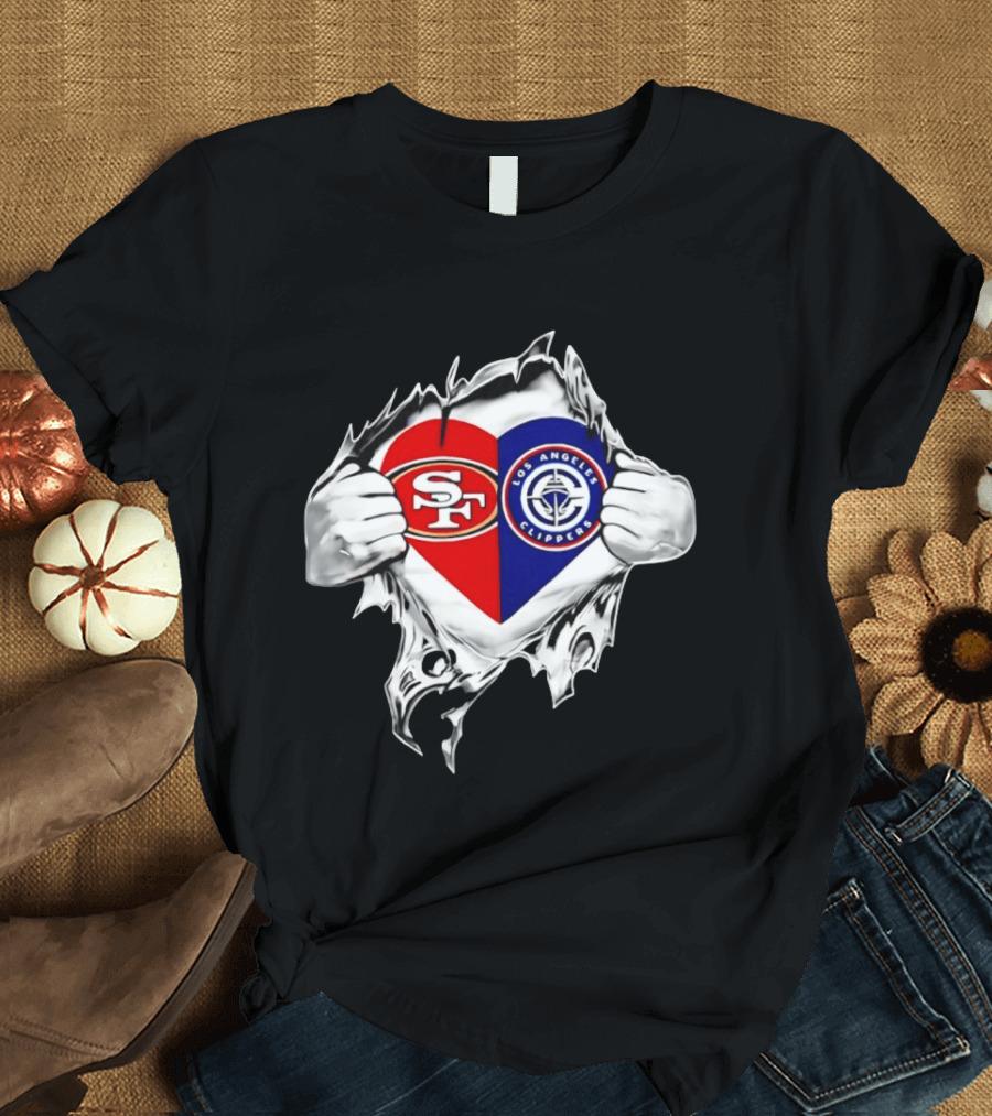 LA Clippers San Francisco 49ers Heart Scratch Dual T-Shirt