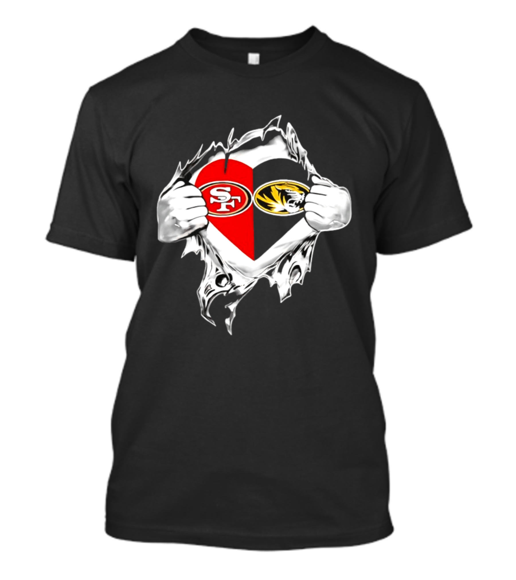 Missouri Tigers San Francisco 49ers Heart Logo Fan Passion T-Shirt