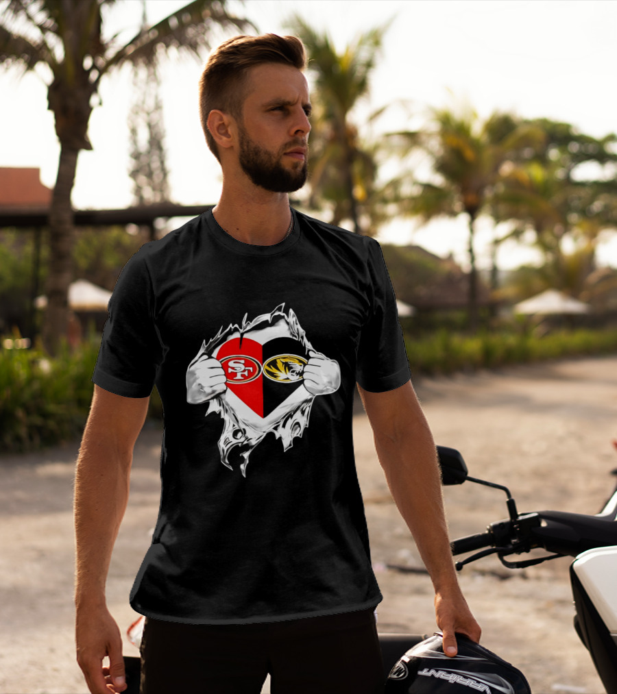 Missouri Tigers San Francisco 49ers Heart Logo Fan Passion T-Shirt
