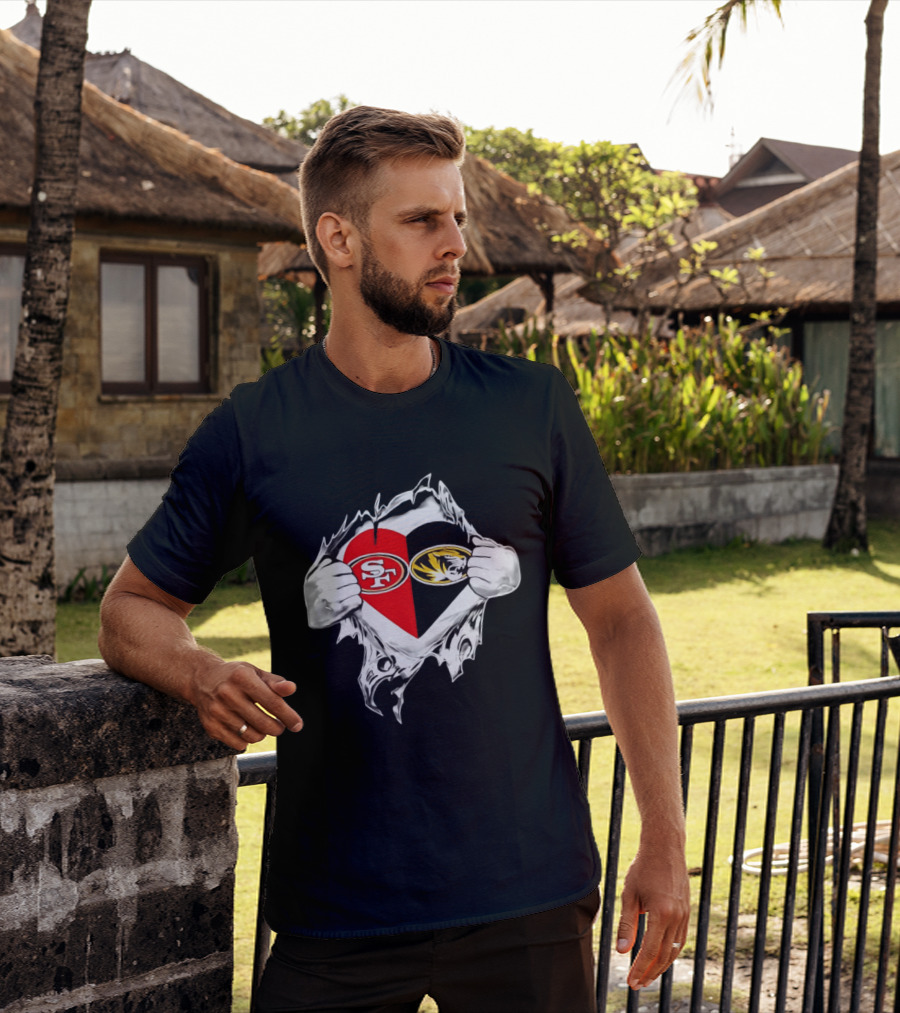 Missouri Tigers San Francisco 49ers Heart Logo Fan Passion T-Shirt