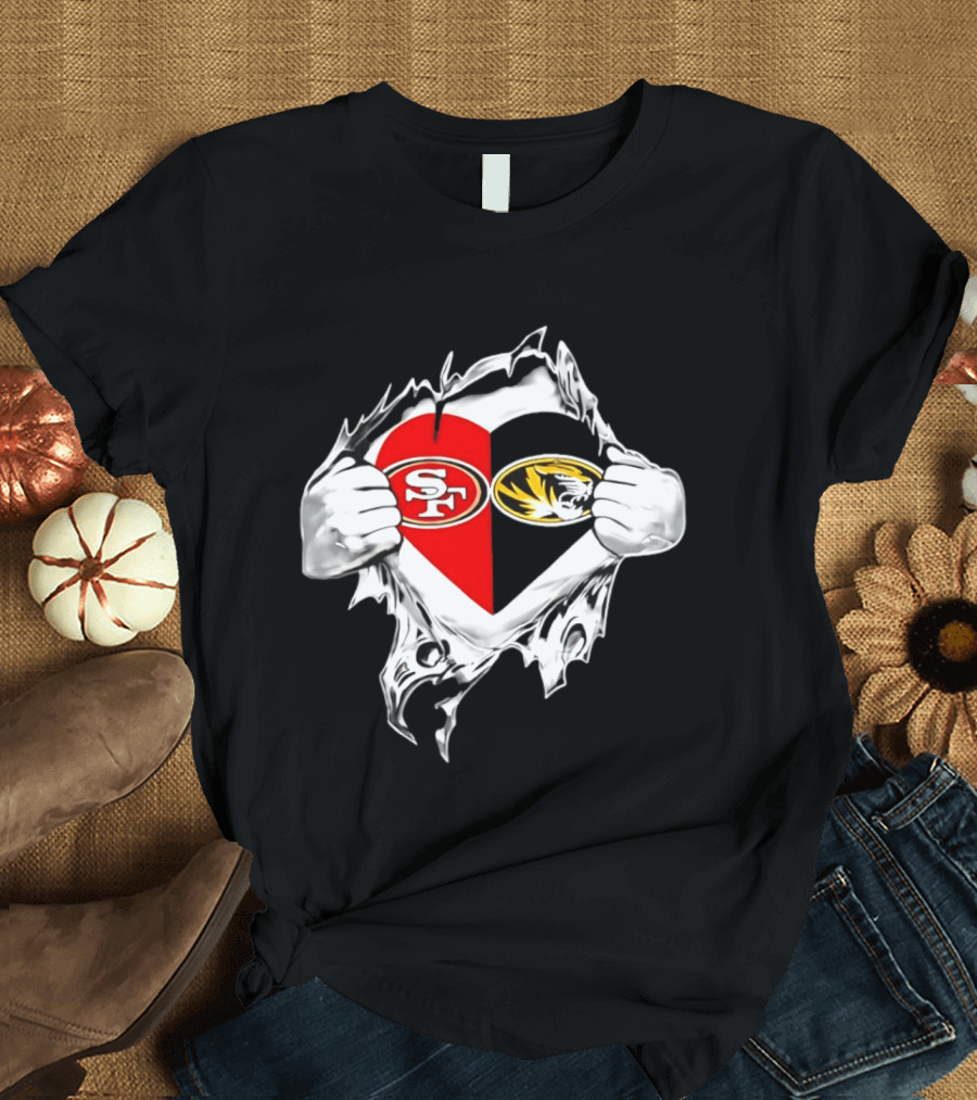 Missouri Tigers San Francisco 49ers Heart Logo Fan Passion T-Shirt
