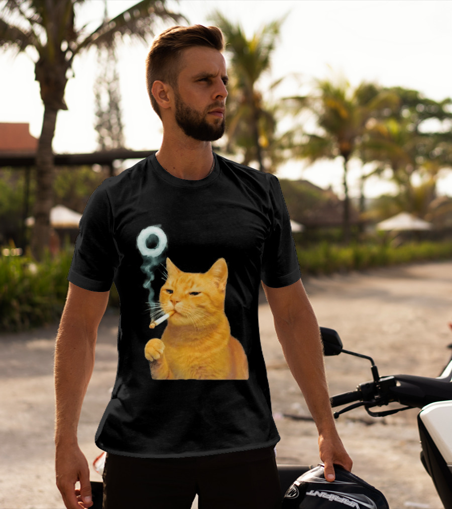 Smoking Cat With Cigarette And Smoke Ring T-Shirt