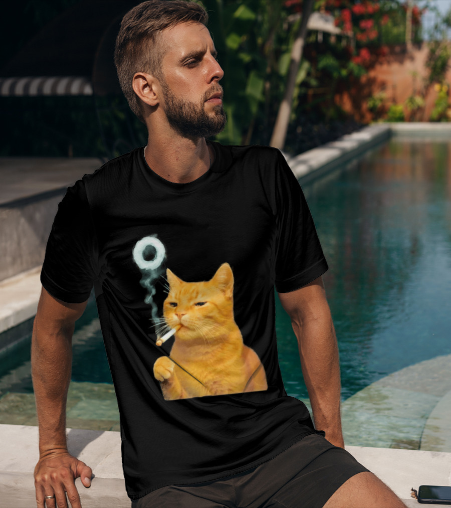 Smoking Cat With Cigarette And Smoke Ring T-Shirt