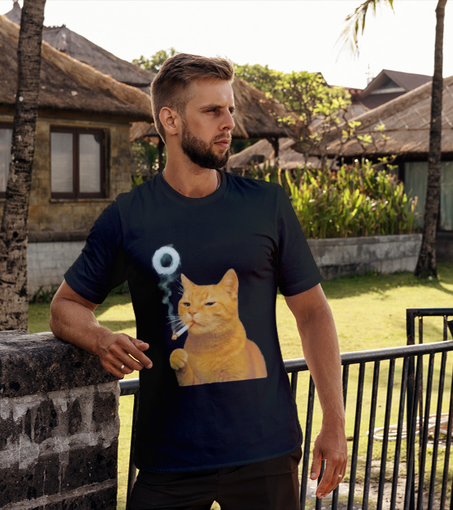 Smoking Cat With Cigarette And Smoke Ring T-Shirt
