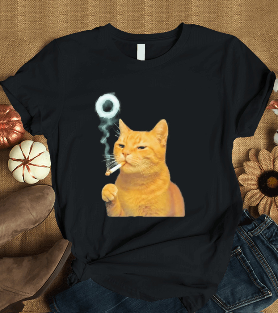 Smoking Cat With Cigarette And Smoke Ring T-Shirt