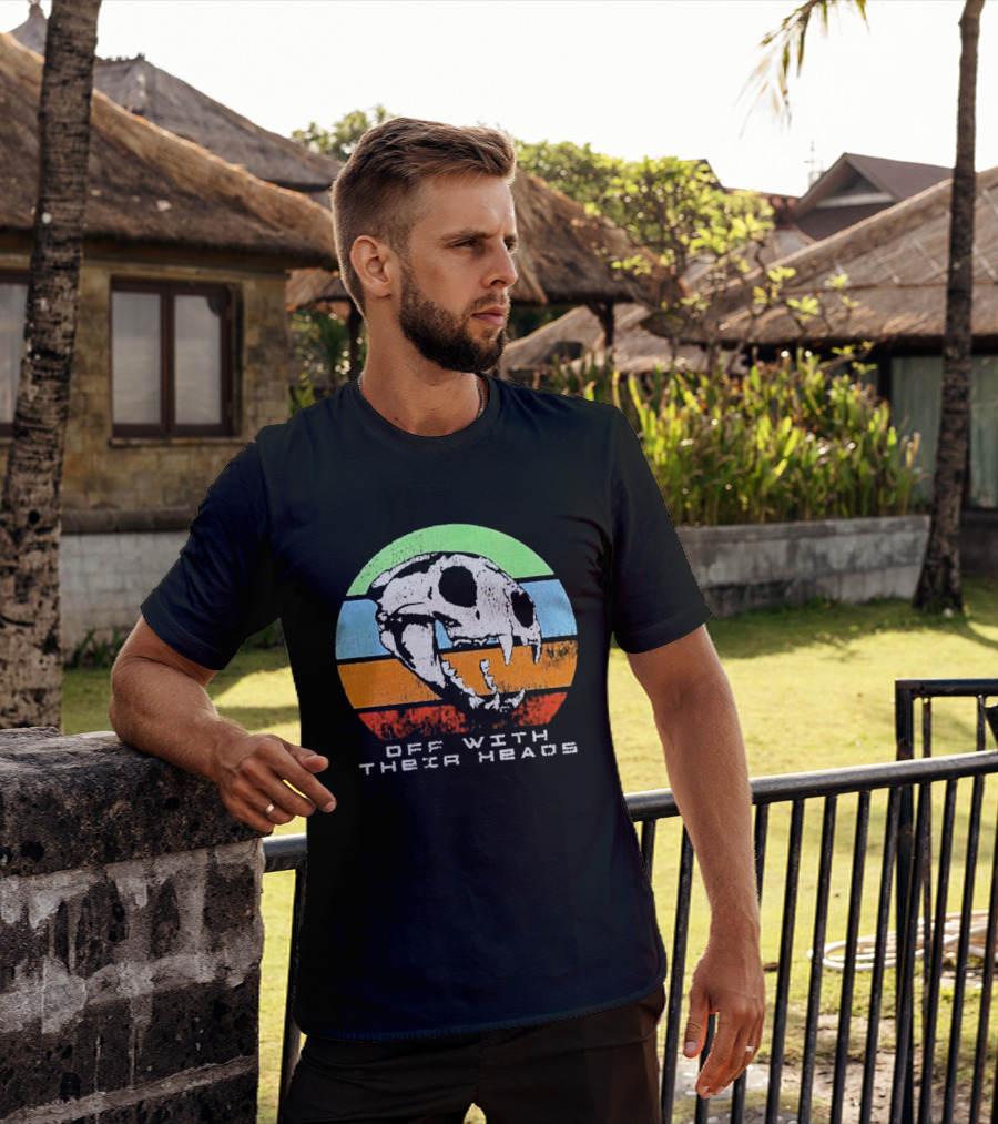 Off With Their Heads Skull Rainbow Stripes T-Shirt