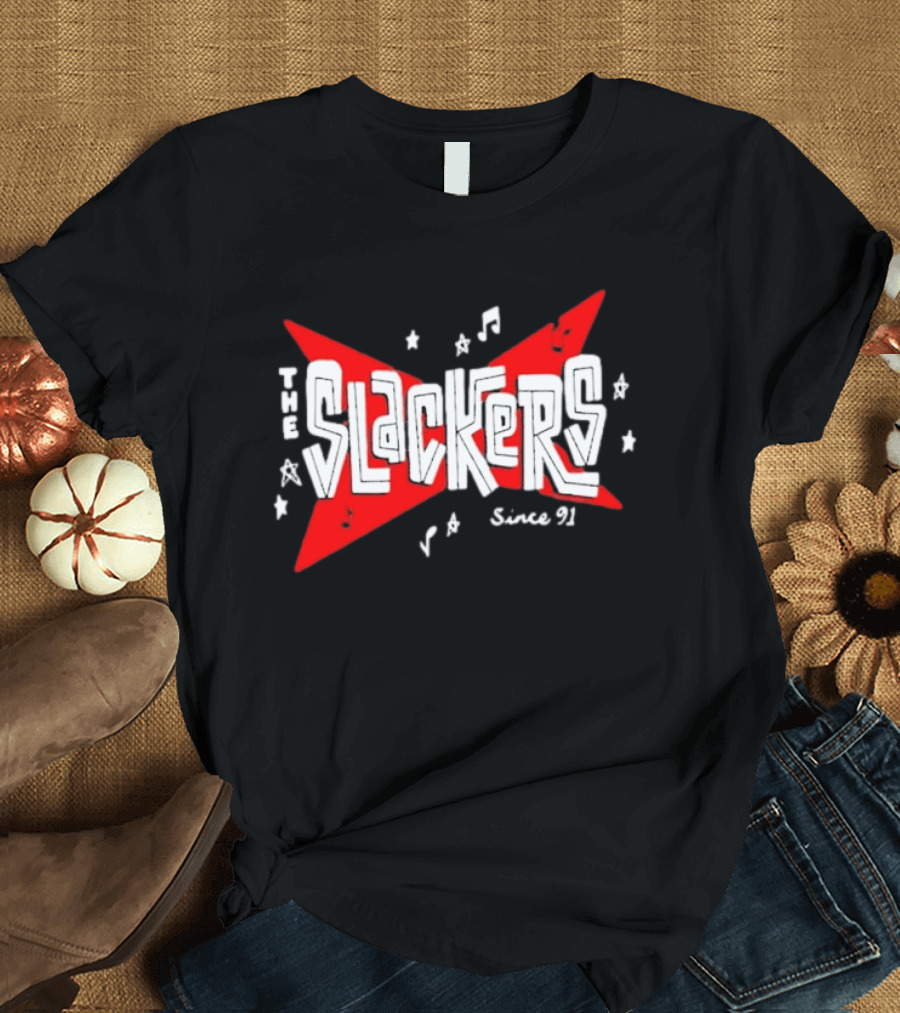 The Slackers Since 91 Tour Retro Music Notes And Stars T-Shirt